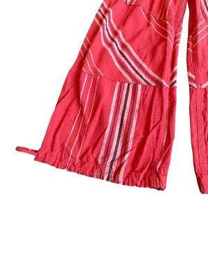 Urban Outfitters Red Striped Wide Leg Linen Pants Cargo Bohemian X-Small Women's thumbnail 4