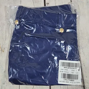 J Crew High Rise Cuffed Shorts Navy Blue Cotton Blend Size 4 Gold Button‎ Detail thumbnail 9