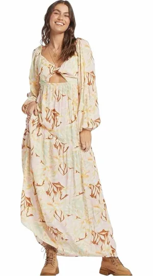 ROXY On Holiday Long-Sleeve Maxi Dress Twist‎ Front with Cutout, XS thumbnail 1