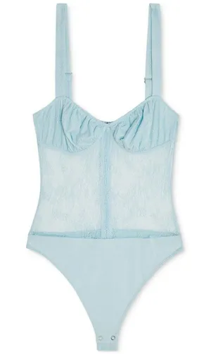 NWT Danielle Bernstein Womens Lace Thong Bodysuit 320B114 4 Blue thumbnail 1