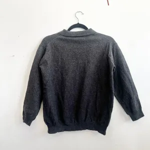 Nordstrom Gray Wool Sweater Collared‎ Made in Italy Minimalist Classic Luxury Small thumbnail 3