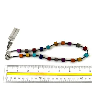 Colorful cubed necklace on cord thumbnail 6