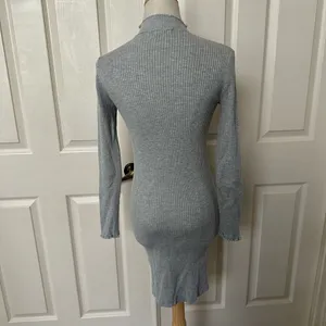 Bershka BSK Girl grey long sleeve bodycon dress thumbnail 4