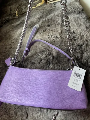 Coach NWT CL407 Charlotte Shoulder Bag Pebble Leather Silver/Iris Color $378 thumbnail 5
