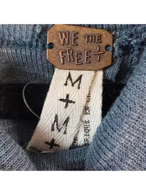 Free People We The Free Women's Knit Pullover Sweater Blue Cowl Neck Raglan Long Sleeve M thumbnail 3