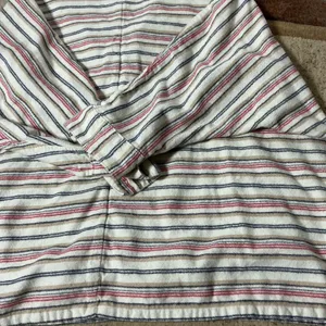 Woolrich Vintage Striped Flannel Tunic Women Medium Cream Oversized V-Neck Top thumbnail 8