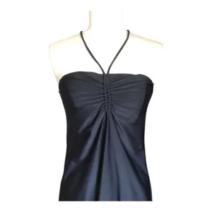 Andie Waikiki Swim Cover Up Black Small Ruched Halter Bandeau Beach Dress NWT thumbnail 3