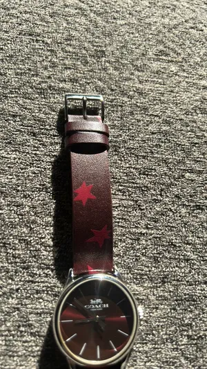 Coach Watch Burgundy and Silver Leather Band thumbnail 2