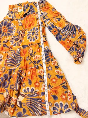 FARM Rio Pineapple Flowers Yellow Orange Mini Dress Belted Size XS thumbnail 7