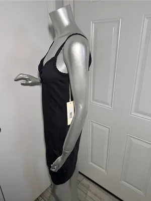 AMO Scallop Cami Sleeveless Short Dress Vintage Black New Cotton S thumbnail 3