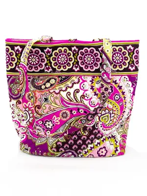 NWT Vera Bradley Very Berry Paisley Quilted Tote Bag Pink Purple Floral Made USA thumbnail 2