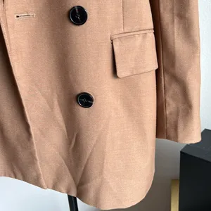 Zara Brown Tan Double Breasted Oversized 90s minimalist Blazer thumbnail 9