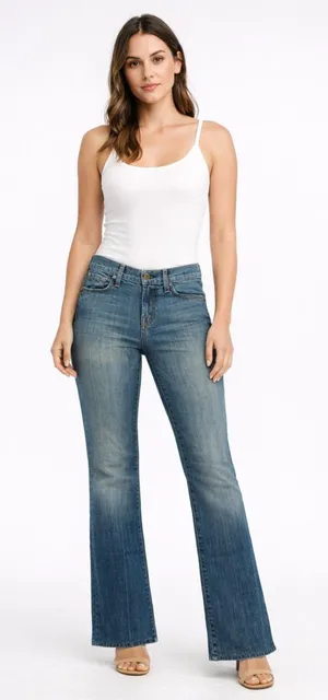 7 For All Mankind Blue Low-Rise Boot-Cut Jeans. Size-26. Boho Revival thumbnail 1
