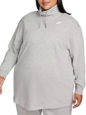 Nike Plus Size Oversized Mock-Neck Fleece Sweatshirt in Grey, Size 3X, NWT thumbnail 3
