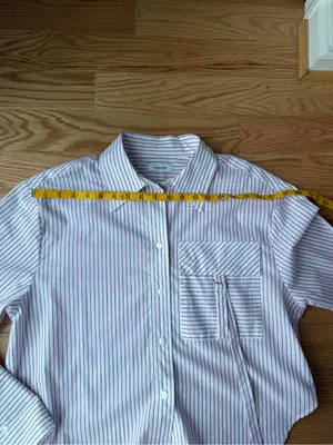 Parker Stripe Cotton Cropped Button Down Utility Pocket Shirt Size M/L thumbnail 7