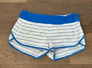 lululemon blue white striped speed shorts thumbnail 2