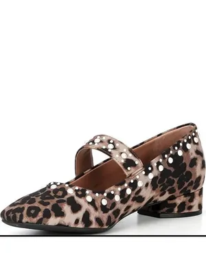 COPPER KEY Pearl Studded Leopard Print Mary Jane Pumps Size 6 NEW NWOB thumbnail 2