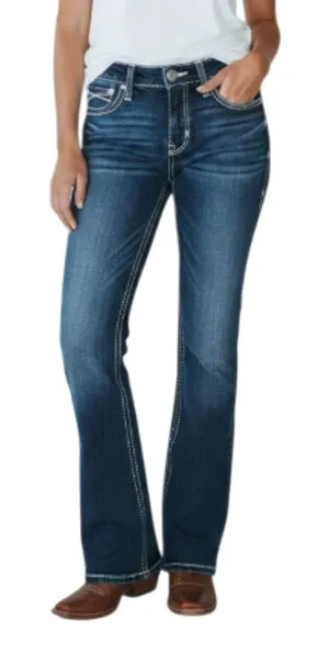 ARIAT Mid-Rise REAL Entwined Boot Jeans Sz 26 Blue Cowgirl Country Western Boho thumbnail 1