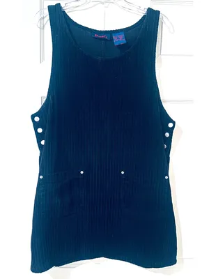 Denim And Co Vintage Corduroy‎ Black Jumper Dress Y2K pockets sz M 100% cotton thumbnail 1