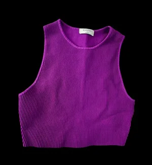 Babaton Ribbed Magenta Crop Tank thumbnail 1