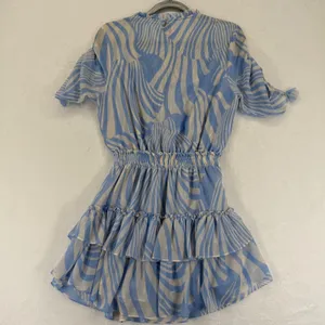 MISA Los Angeles Becca Dress Short Sleeve Blue Beige Zebra Print S READ‎ thumbnail 10