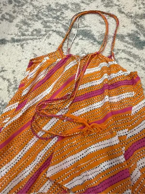 American Eagle Y2K Striped Criss Cross Cami Tank Top Medium thumbnail 2