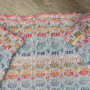 VTG 80s Bonnie and Bill Pastel Rainbow Textured‎ Open Knit Sweater Granny Small thumbnail 6