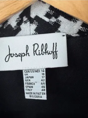 Joseph Ribkoff black and white houndstooth gold button tweed blazer women’s 14 thumbnail 2