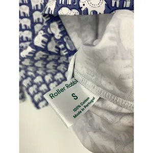 Roller Rabbit Women's Small Pajama Henley Top Blue White Elephant Print thumbnail 4