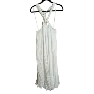 Lulus Corfu Charm Ivory O-Ring Halter Maxi Dress White Beachy Flowy Medium thumbnail 2