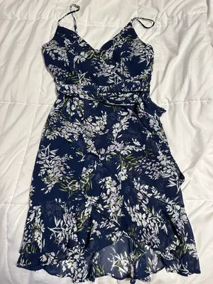 B. Smart Navy and White Floral Dress thumbnail 1