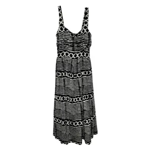 Tracy Reese for Anthropologie Black White Geometric Midi Dress Size Small thumbnail 2