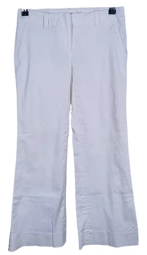 Theory Womens Cotton Wide Leg Trouser Pants Size 0 White Old Money Quiet Luxury thumbnail 1