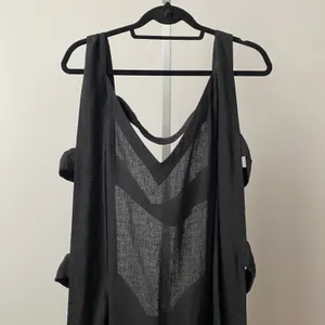 Anthropologie‎ One Size Black Linen Blend Maxi Dress Strappy Open Back Lagenlook thumbnail 2