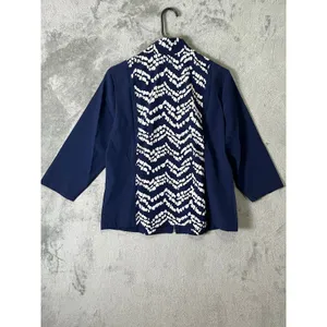 Chicos Zenergy Neema Print Blocked Jacket Midnight Navy Athleisure Size 1 8/10 M thumbnail 6