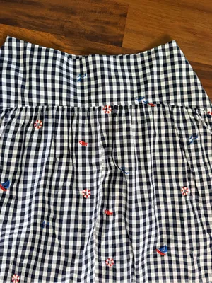 Free Assembly Navy Gingham Embroidered Nautical Midi Skirt Women's Size 10 NWT thumbnail 3