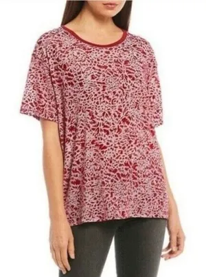 We The Free Teddy Burnout Short Sleeve T-shirt in Berry Combo NWT Women's Medium thumbnail 1