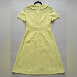 VINTAGE 60s Yellow Jacquard Empire Waist Mod Dress Large thumbnail 7