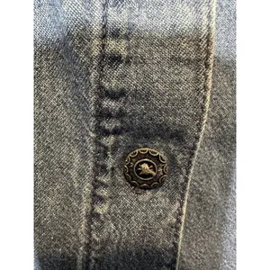 Snowman Jean Shirt Endless Design Women’s Medium Winter Tree Blue Button Down thumbnail 6