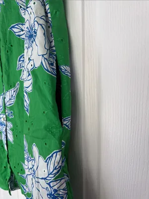 entro Green Floral Mini with White & Blue Print Boutique Dress thumbnail 6