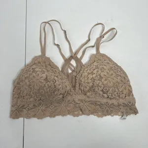 Aerie Size L Bra Snowday Chenille Lace Padded Triangle Bralette Sands Beige Cozy thumbnail 4