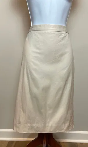 J.Crew Original Fit Beige Pencil Skirt Cotton Fully Lined Back Pleat Detail Sz 6 thumbnail 1
