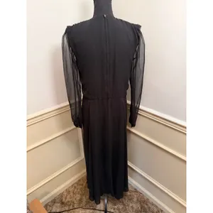 Vintage Ursula of Switzerland Black Georgette Crossover Evening Gown Midi Dress thumbnail 7