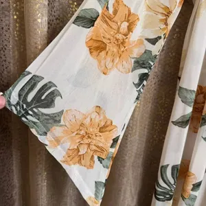 SirenLily White Green Tropical Magnolia Print Mesh Duster Medium thumbnail 4