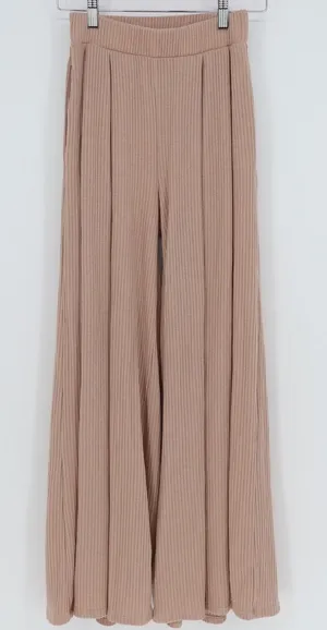 By Together Ribbed Wide Leg Palazzo Pants Mauve Pink High Waist Small thumbnail 1