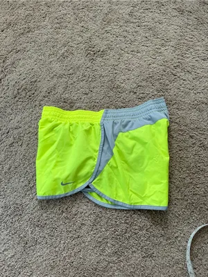 Women's Nike Dri-FIT Tempo Running Neon Yellow Lined Shorts Size L thumbnail 7