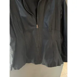 Jacqueline Ferrar Black Nappa Leather Zip Up Jacket Womens Large Lined Classic thumbnail 4