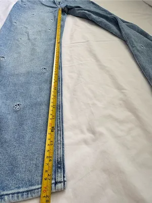 Hollister W25S Ultra High Rise Dad Jeans Floral Embroidered Light Wash thumbnail 4