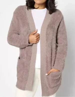 Barefoot Dreams CozyChic Cardigan M Dusky Rose Open Front Sweater Medium thumbnail 1