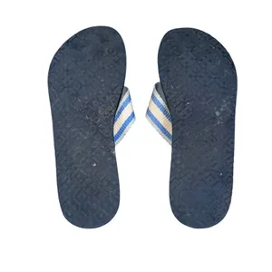 Tory Burch Striped Logo Flip Flops Women 10 Blue White Good Nautical Beach Thong thumbnail 6